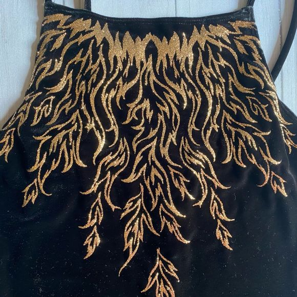 Status Collection | Black Velvet Glitter Flame Gown - Picture 11 of 16